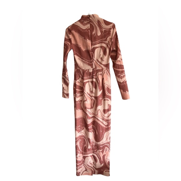 ASOS DESIGN Pink Swirl Structured Maxi Dress Long Sleeve Size 6 - Picture 7 of 8